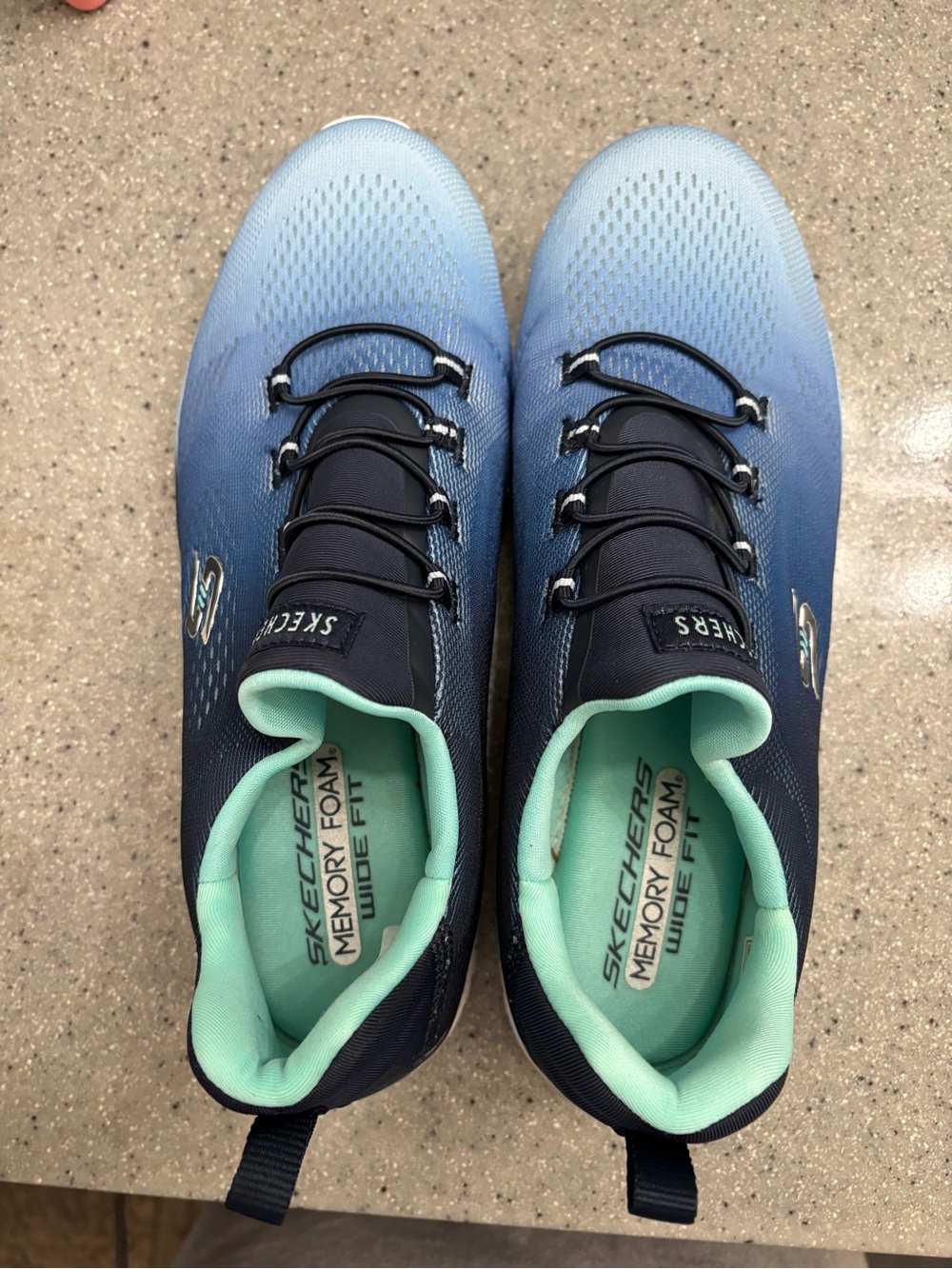 Skechers Women's Blue Ombre Athletic Sneakers with Mint Lining